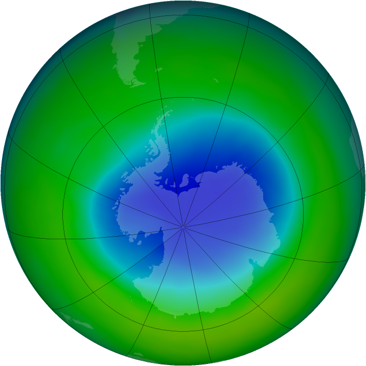 Antarctic ozone map for November 2004